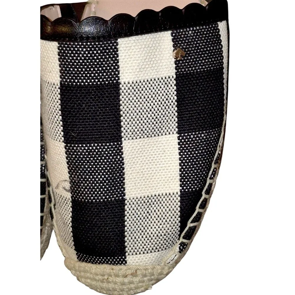 Kate Spade Black/White Plaid Bonnie Preppy Strappy Sandals Size 7.5 Leather Trim